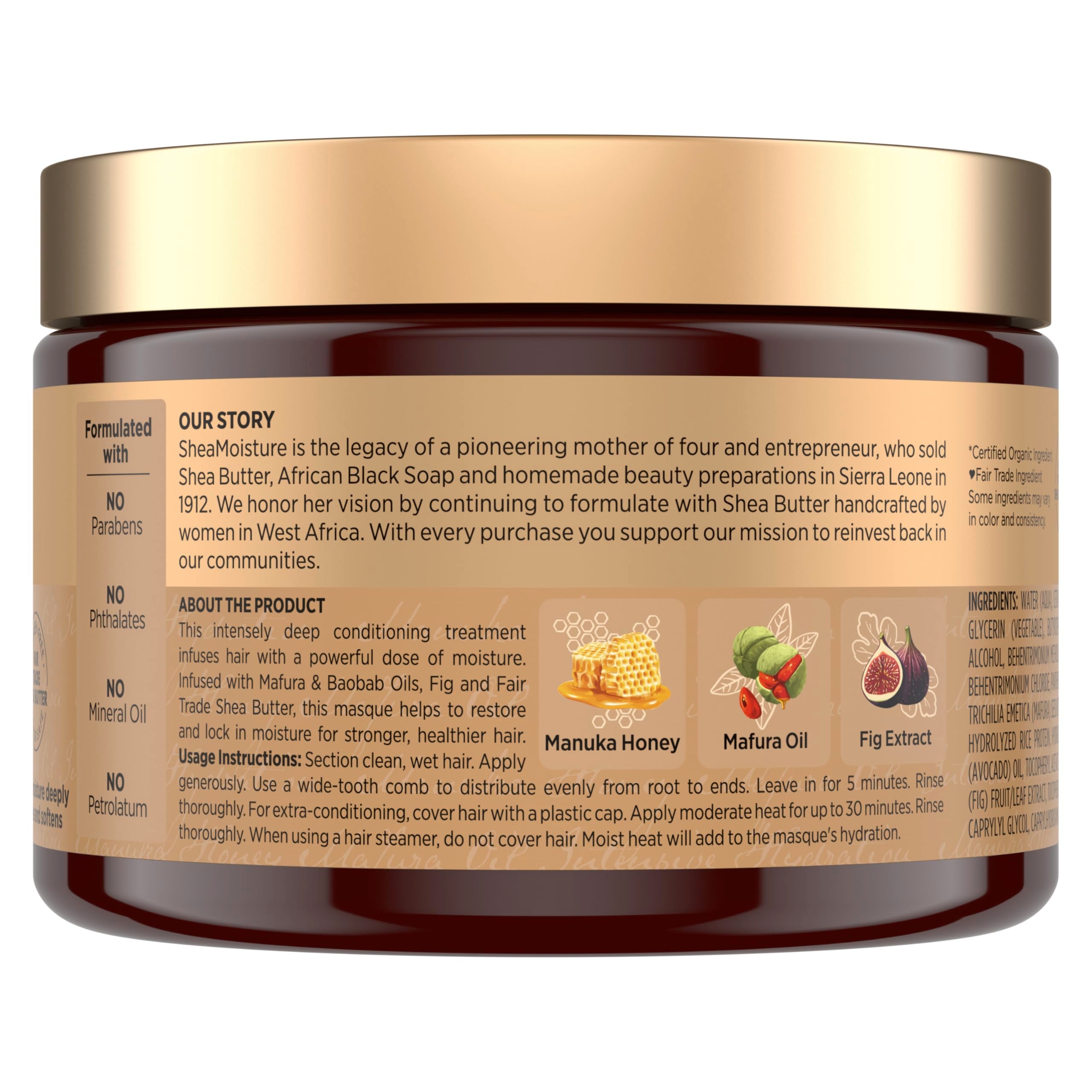 SheaMoisture open jar texture showing creamy masque for intense moisture