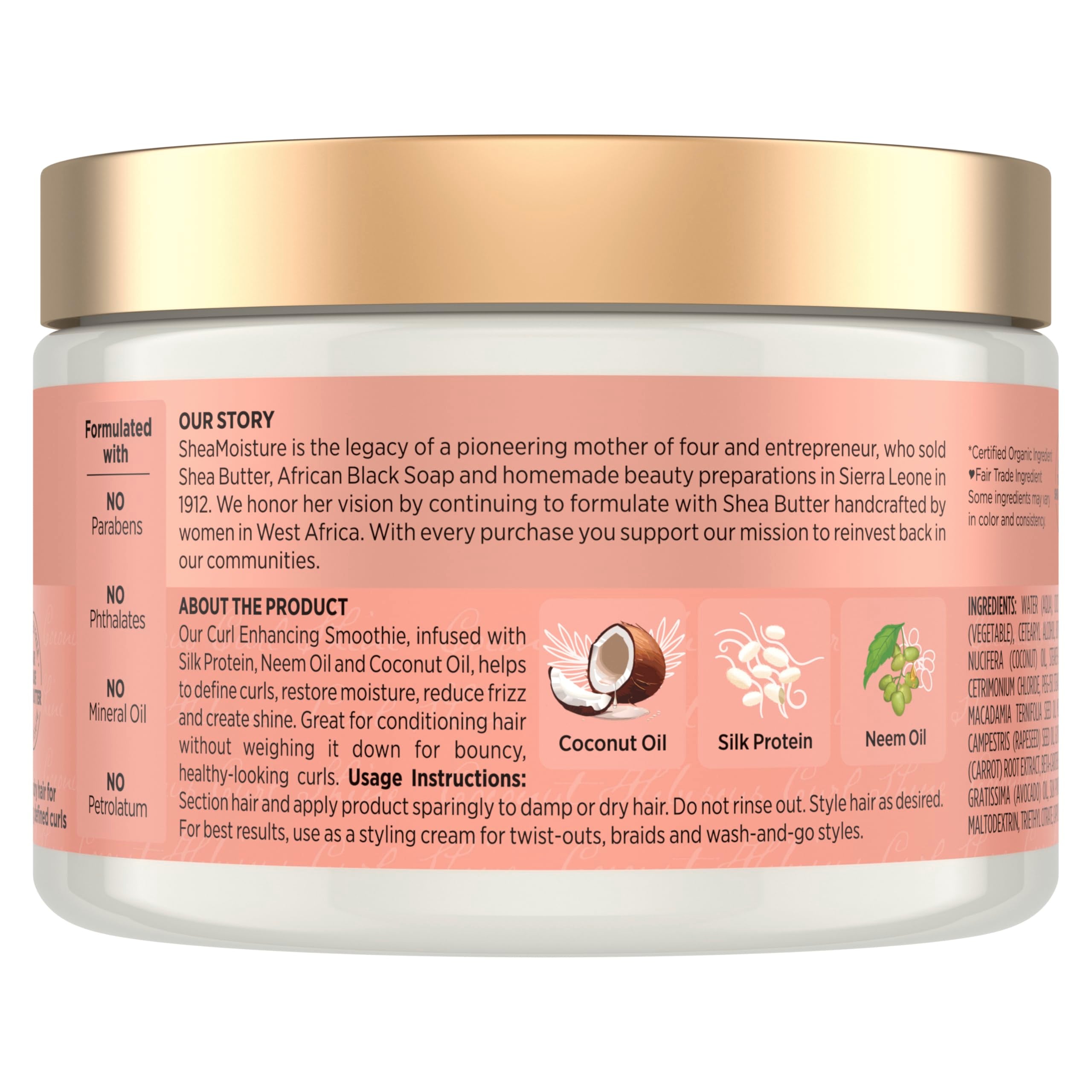 SheaMoisture cream texture in open jar highlighting rich smoothie consistency for easy application