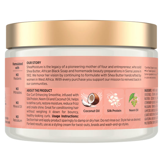 SheaMoisture cream texture in open jar highlighting rich smoothie consistency for easy application