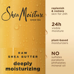 SheaMoisture bottle close-up highlighting natural ingredients and ethical sourcing benefit