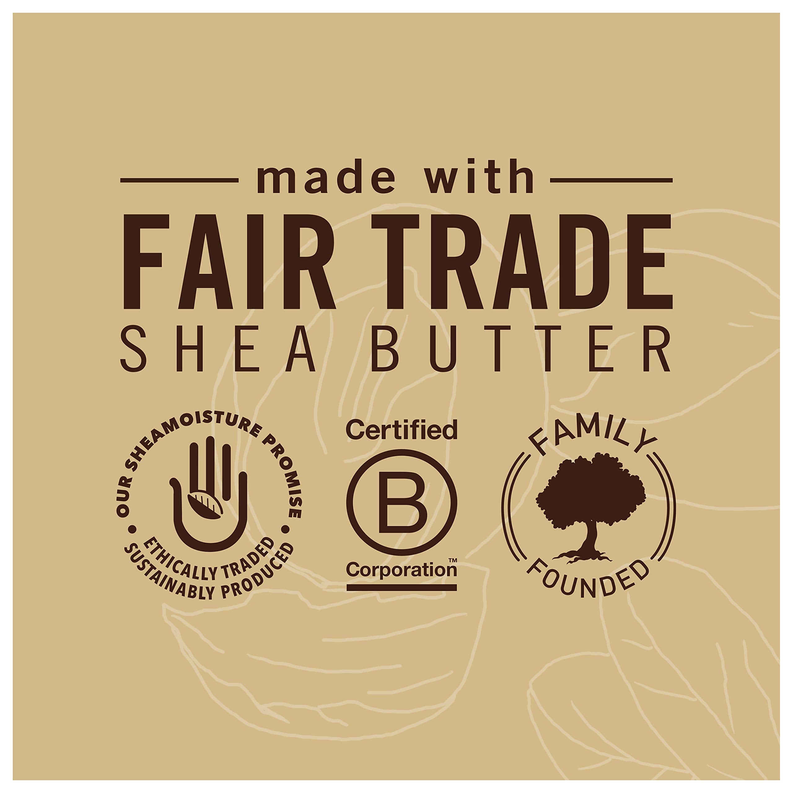 SheaMoisture packaging detail showing recyclable materials and brand mission support