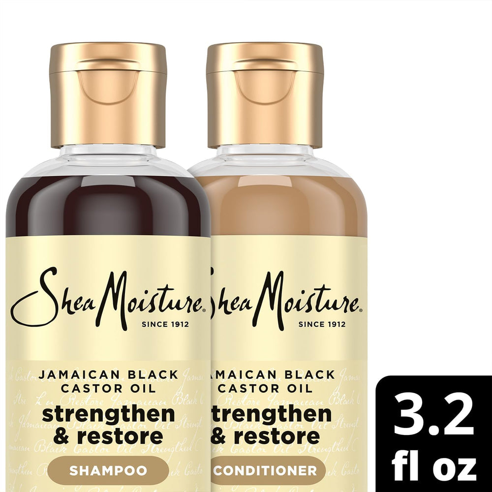 SheaMoisture bottles next to passport illustrating TSA-compliant size convenience