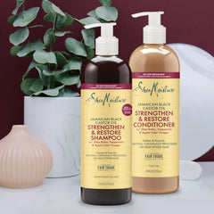 SheaMoisture 24oz bottle next to hand showing scale benefit
