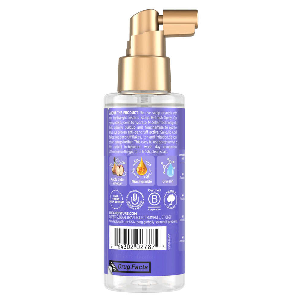 SheaMoisture spray nozzle close-up for precise misting benefit