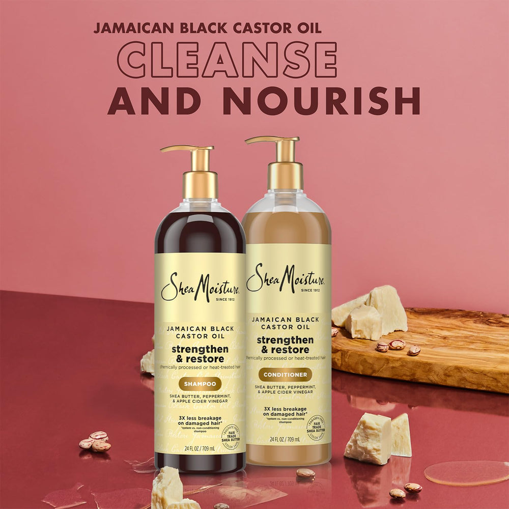 SheaMoisture pump dispensing shampoo demonstrating easy application