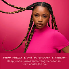 SheaMoisture being worked through wet hair to show detangling and reduced breakage