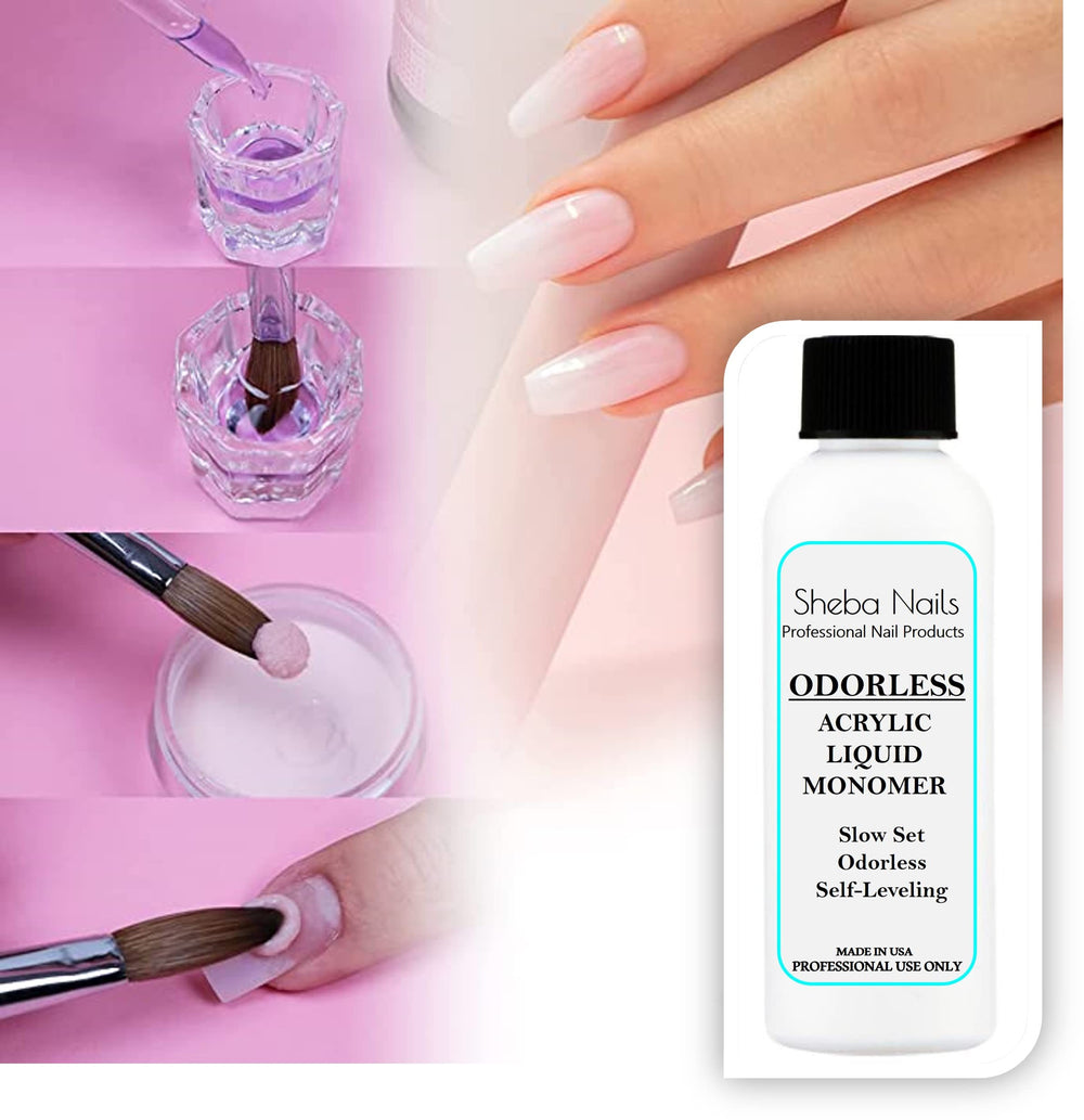 Sheba Nails applied odorless acrylic on natural nail showing even coverage and strength