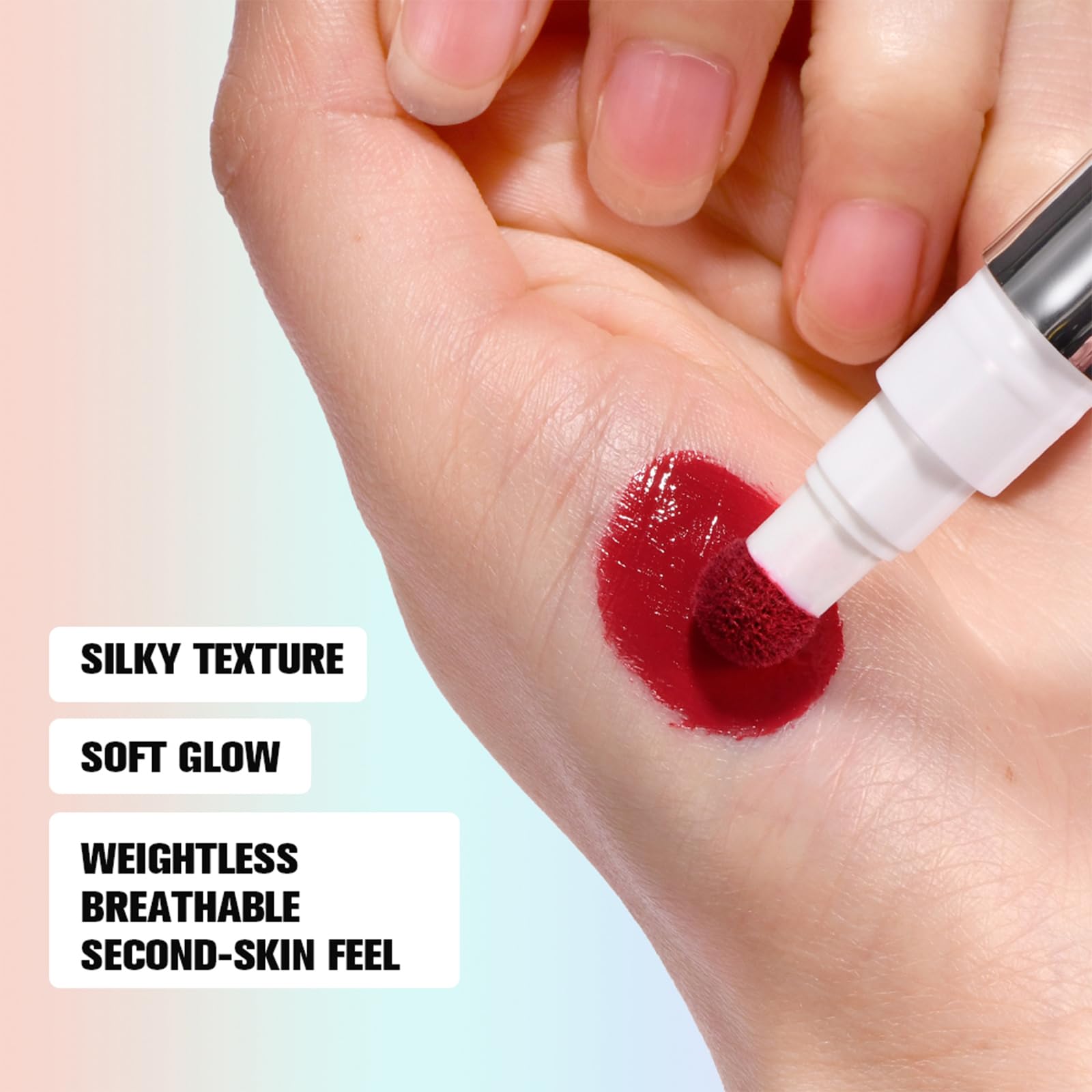 SHEEYOON application on cheek demonstrating natural dewy finish benefit