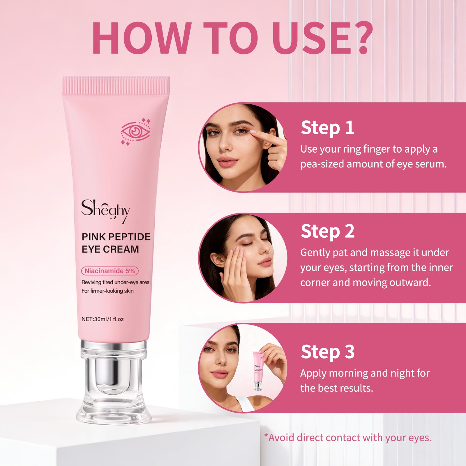 Sheghy illustrative before and after board showing brighter under-eyes