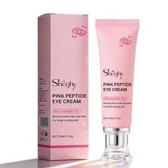 Sheghy front packaging showing PDRN pink peptide eye cream benefits