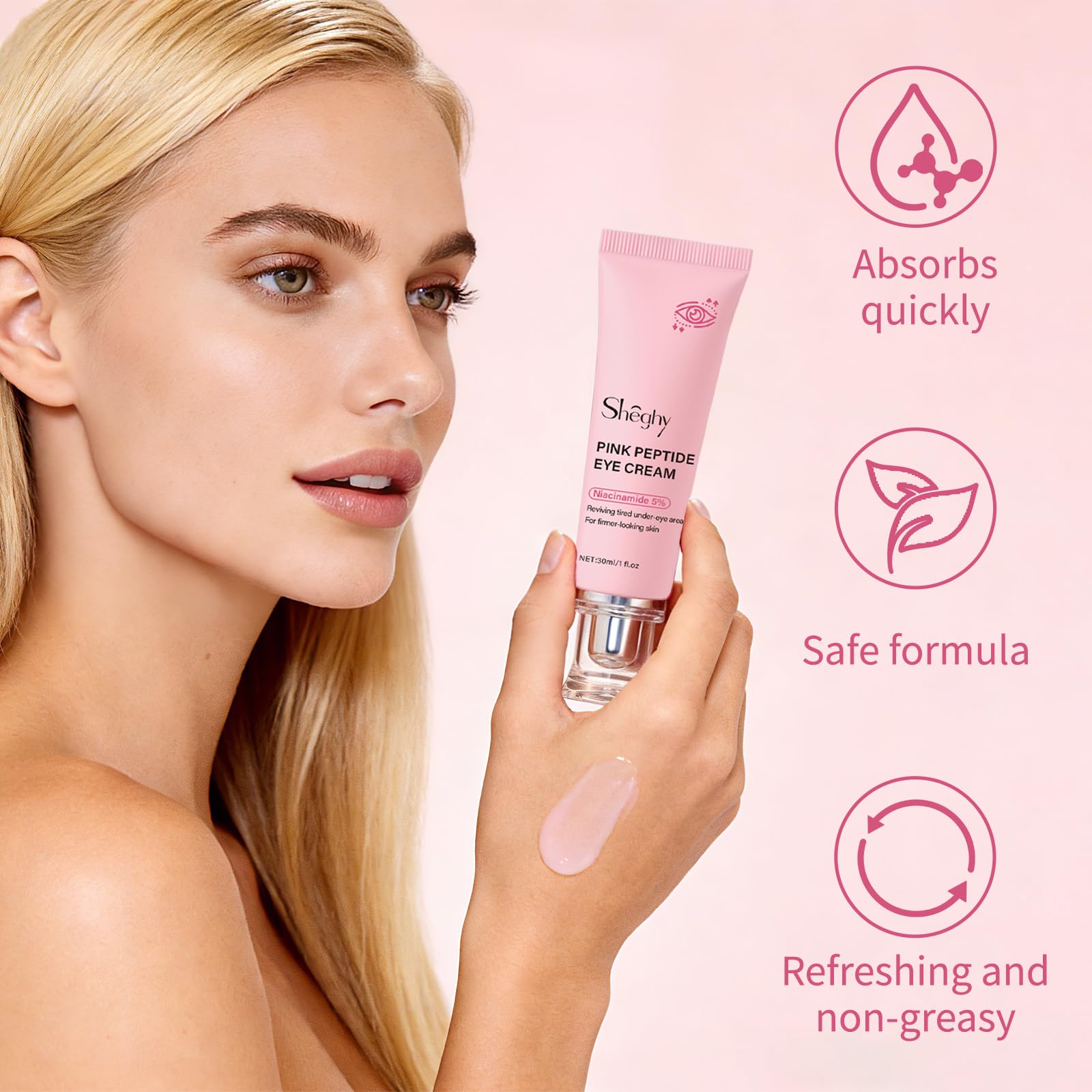 Sheghy product label closeup highlighting key ingredients and clarity