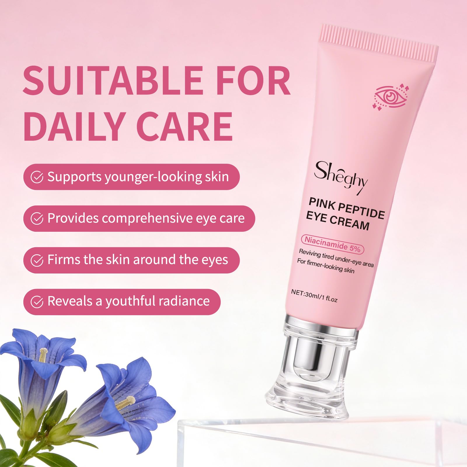 Sheghy product held in hand showing 1.01 fl oz scale and portability