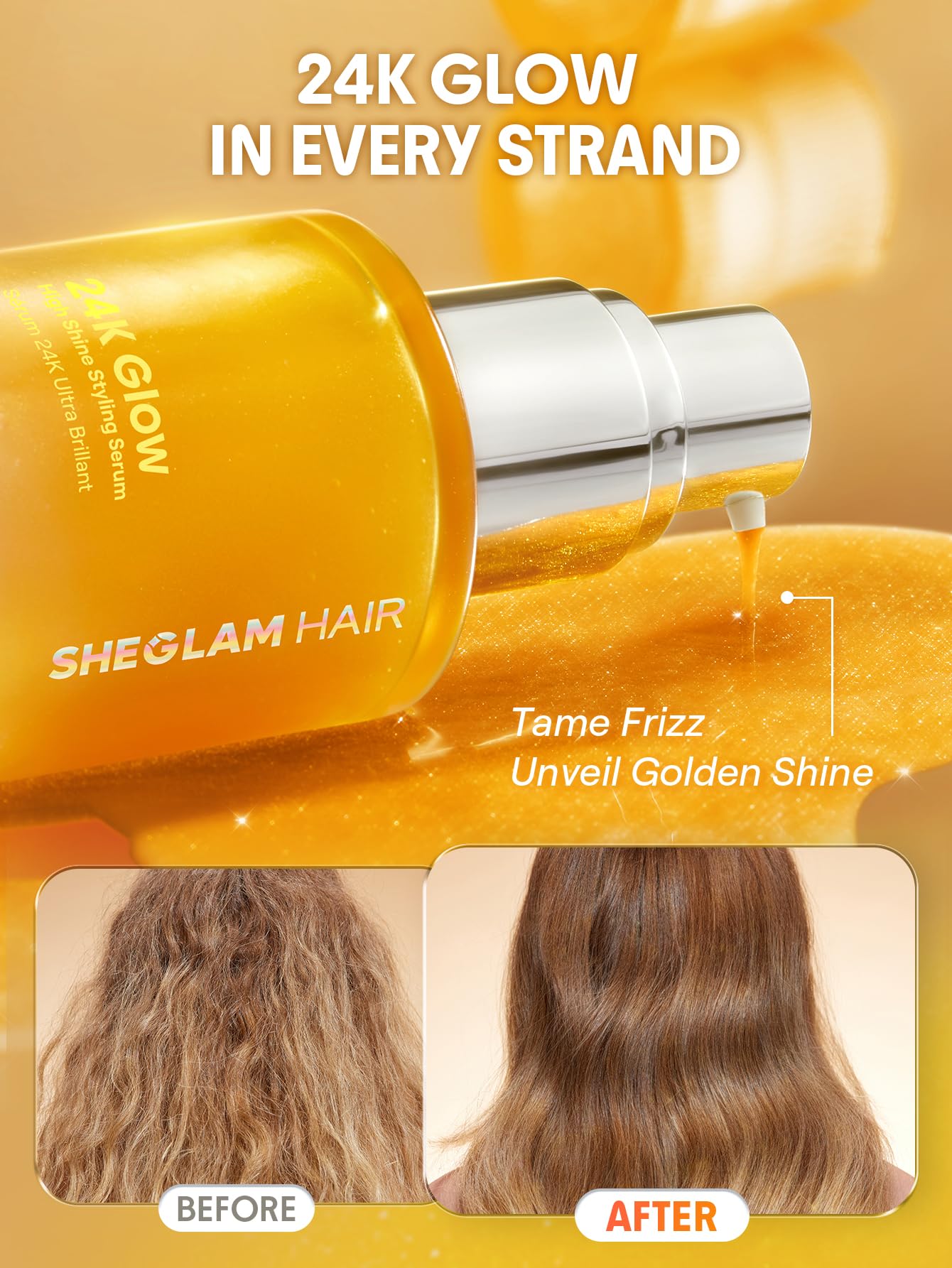 SHEGLAM 24K Glow applied before straightening brush for smoother styling