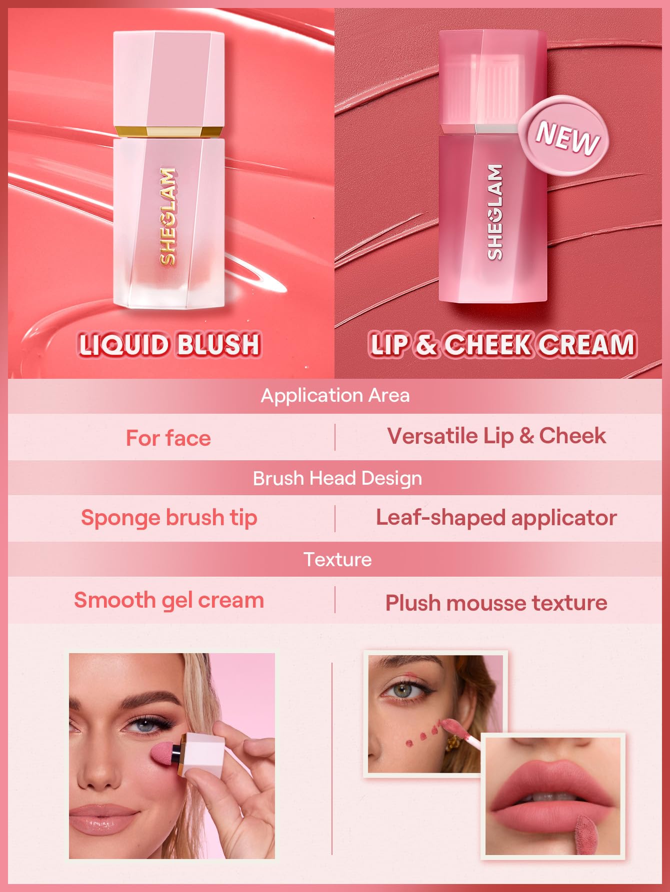 SHEGLAM on-model cheeks showing natural blush finish and wearable color