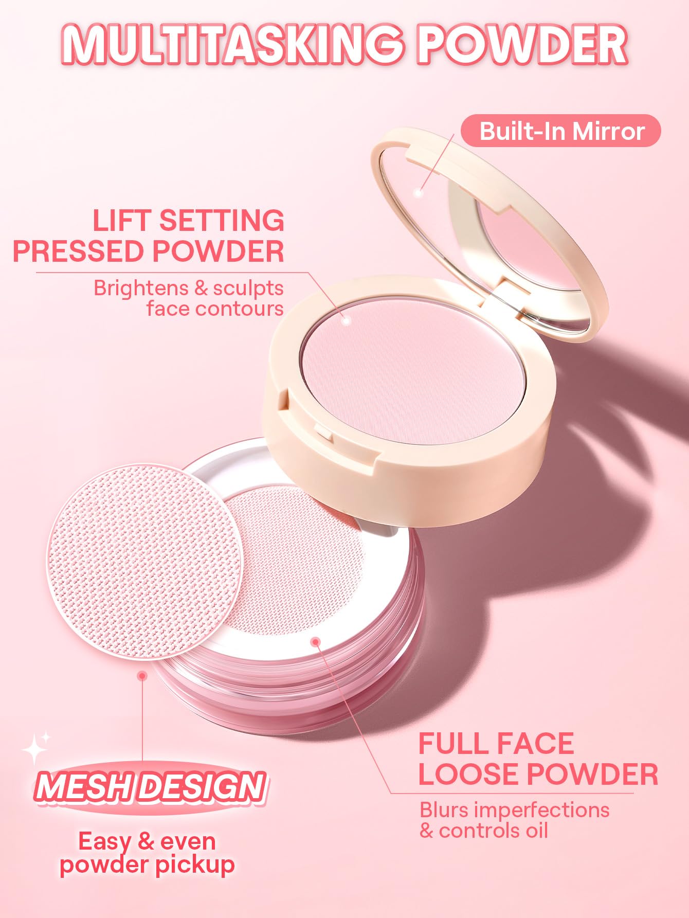 SHEGLAM contouring with angled brush and pressed powder for lift