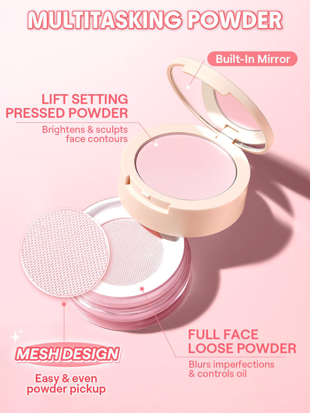 SHEGLAM contouring with angled brush and pressed powder for lift