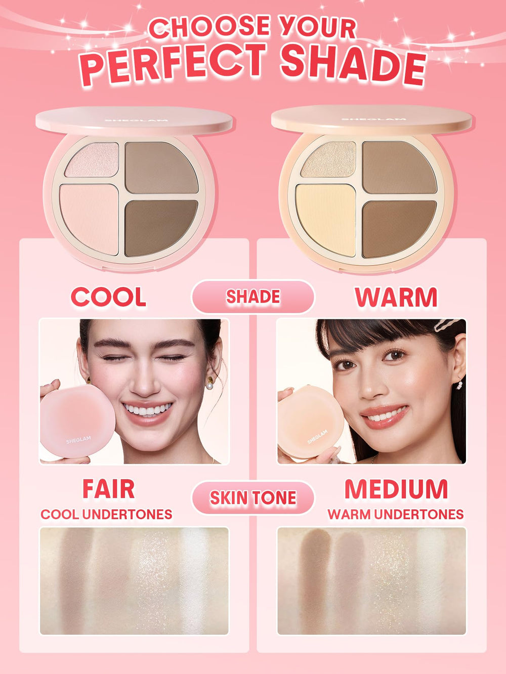 SHEGLAM application on cheek illustrating lift and subtle glow for sculpted definition