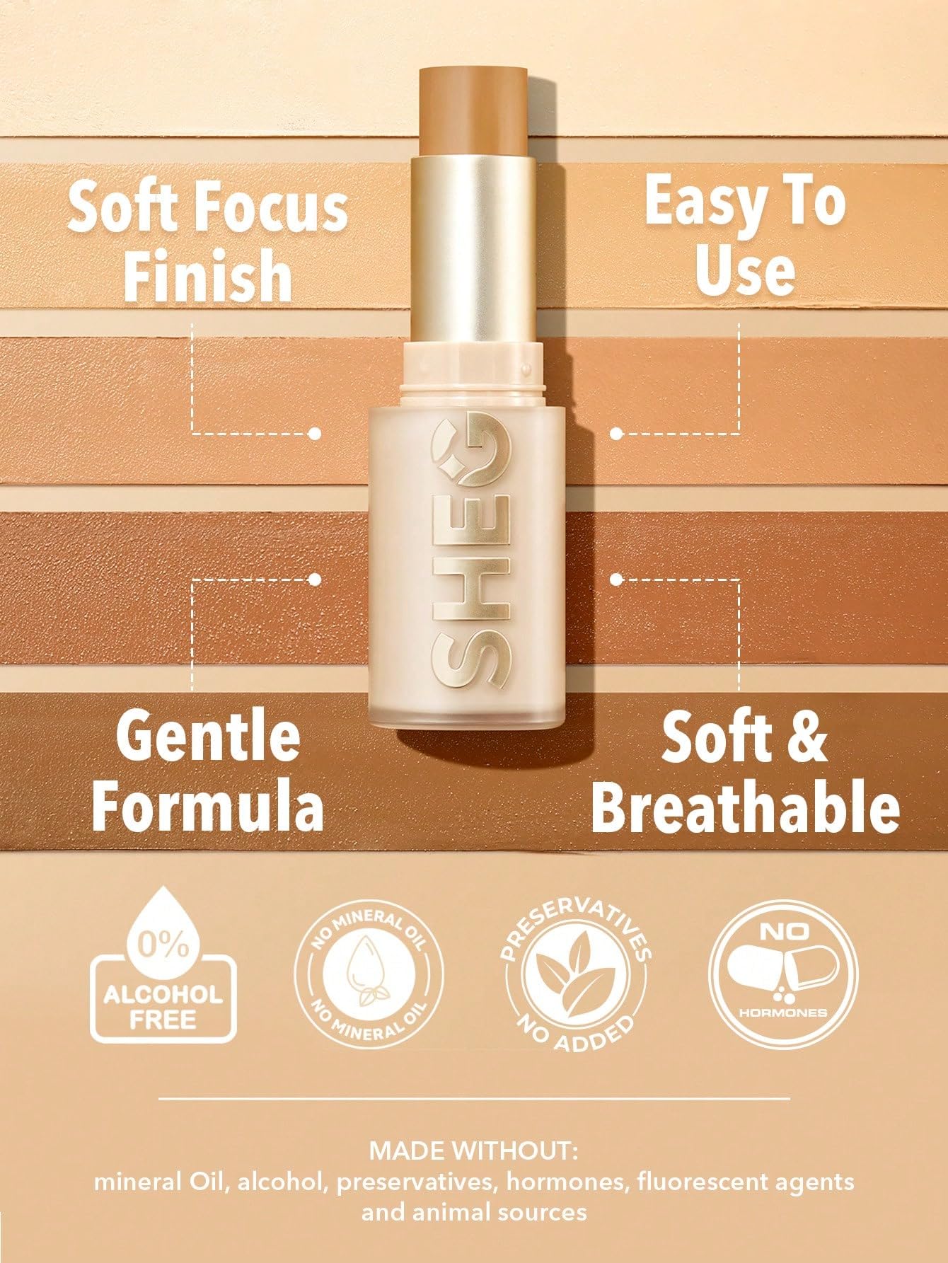 SHEGLAM foundation applied on model's cheek demonstrating smooth coverage