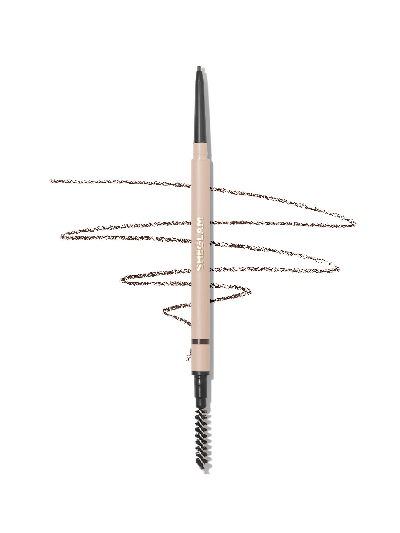 SHEGLAM ash brown pencil front view showing compact pen and cap for travel
