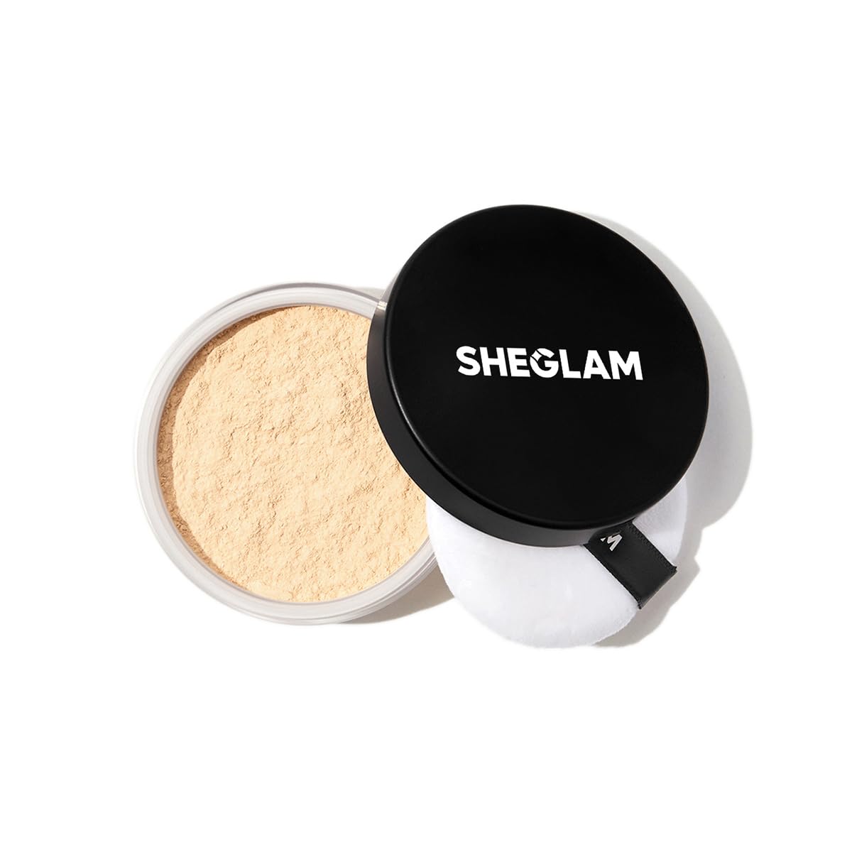 SHEGLAM front packaging showing banana tinted loose powder for smooth finish