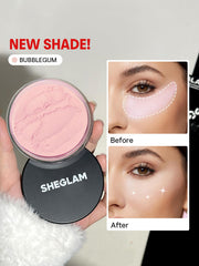 SHEGLAM open jar revealing baked powder texture and luminous particles for smooth finish