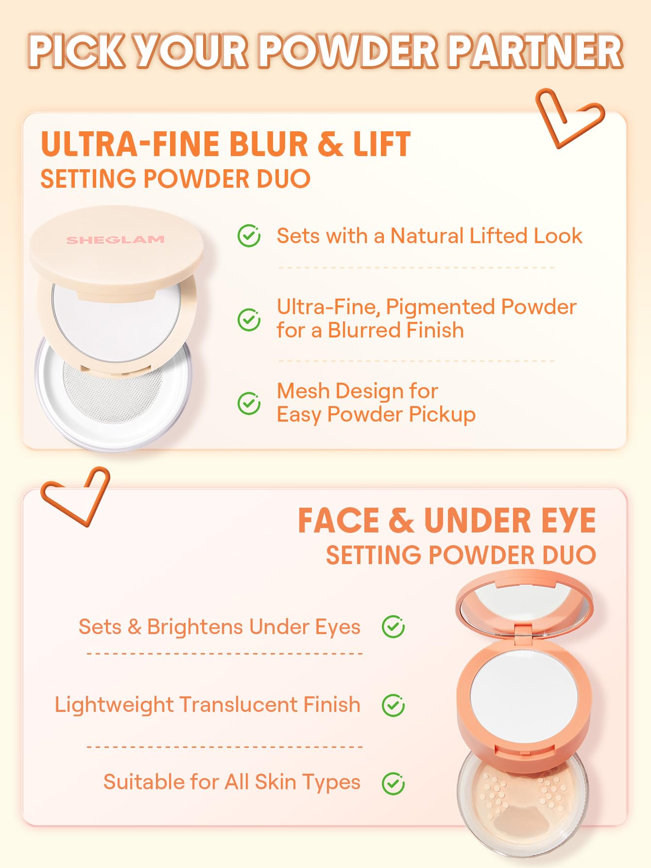 SHEGLAM before and after split face highlighting visible smoothing and mattifying effect