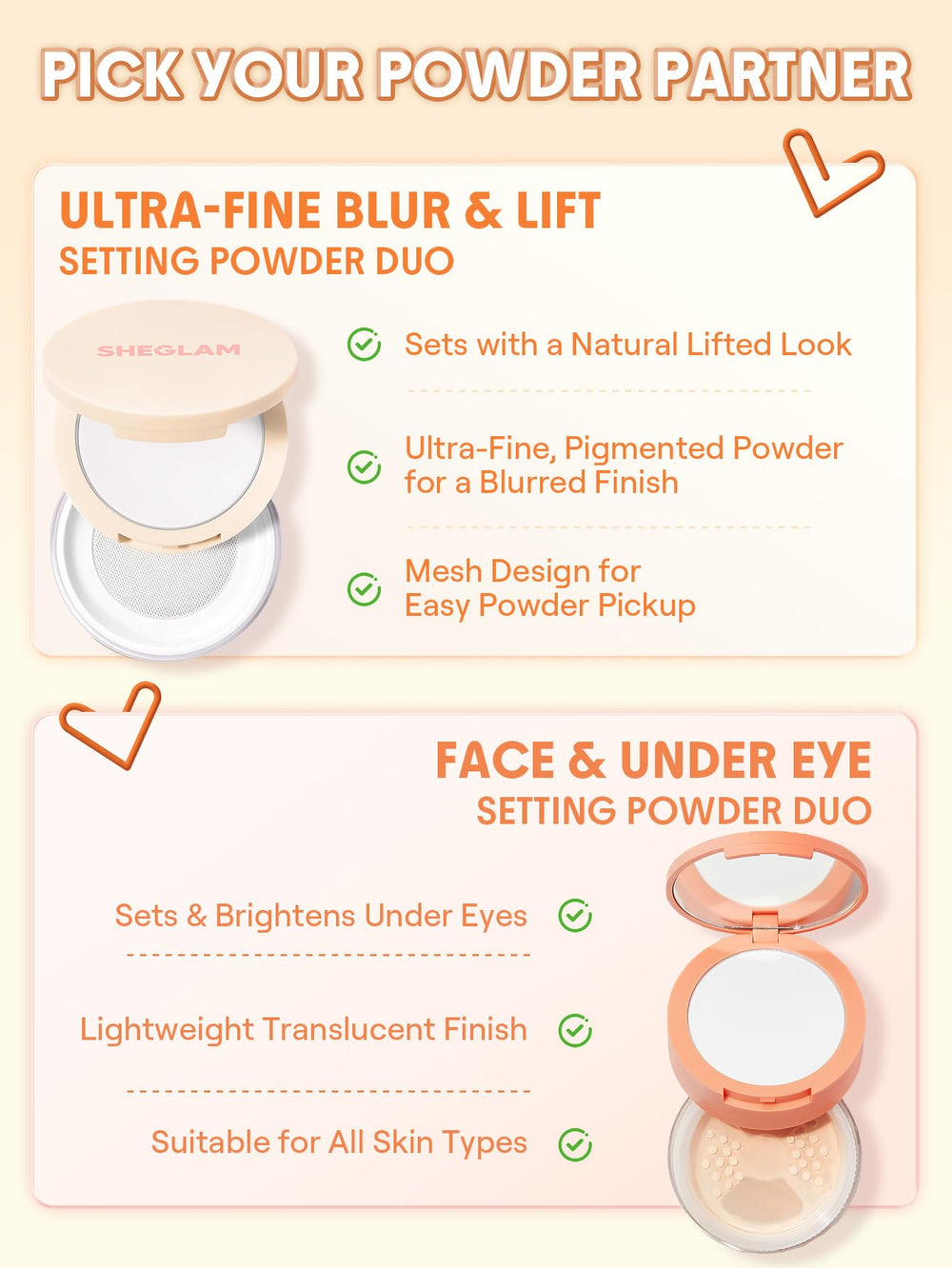 SHEGLAM before and after split face highlighting visible smoothing and mattifying effect