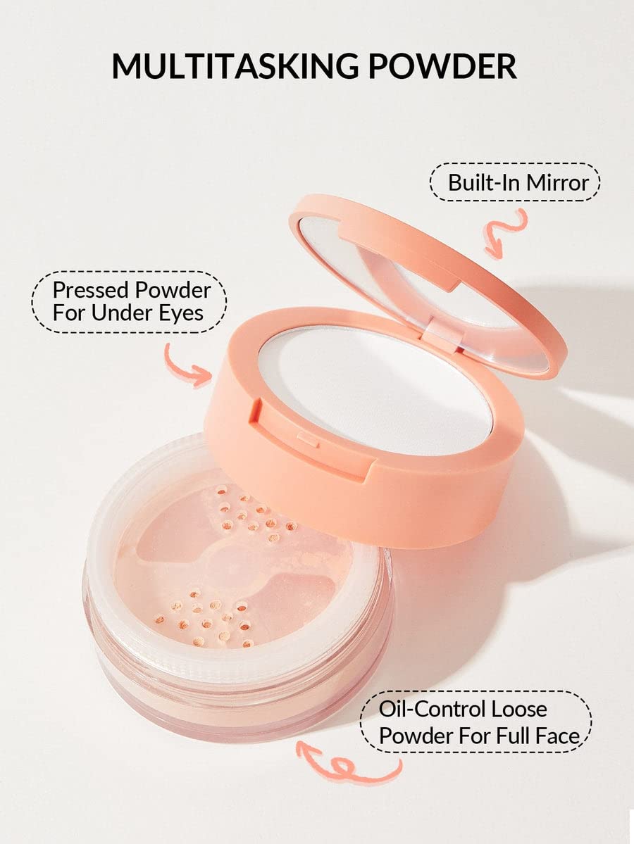 SHEGLAM open compact top view displaying undereye and face compartments for convenience