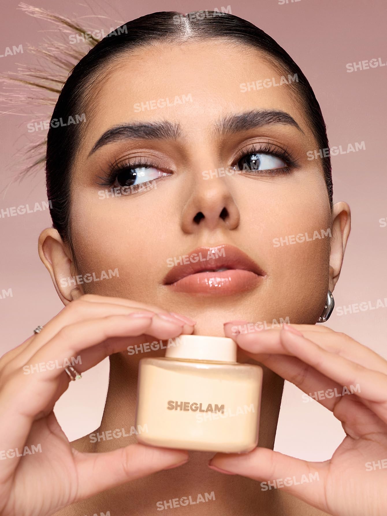 SHEGLAM split-face before and after showing blurred texture benefit