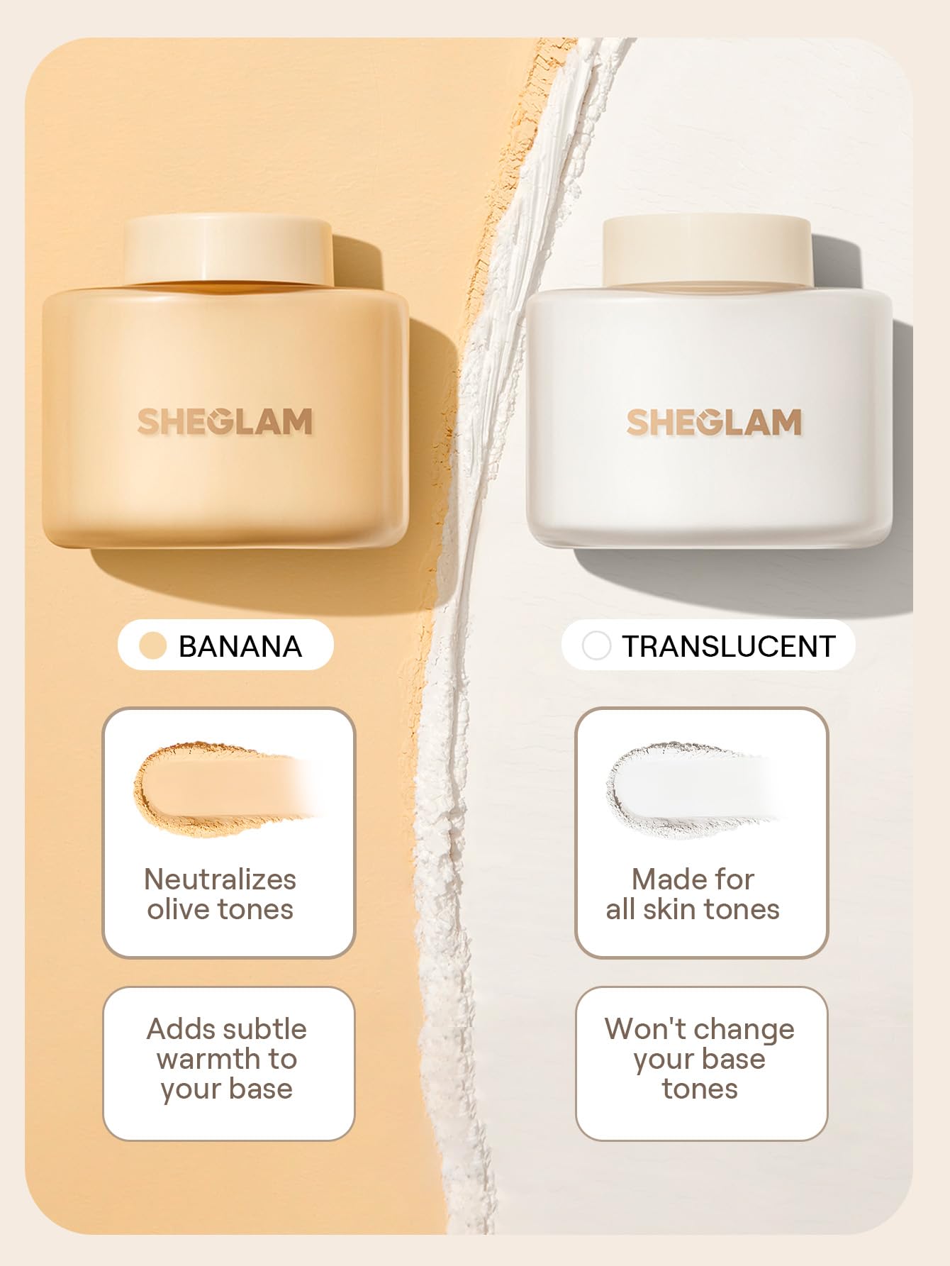 SHEGLAM jar next to hand showing size for travel-friendly benefit