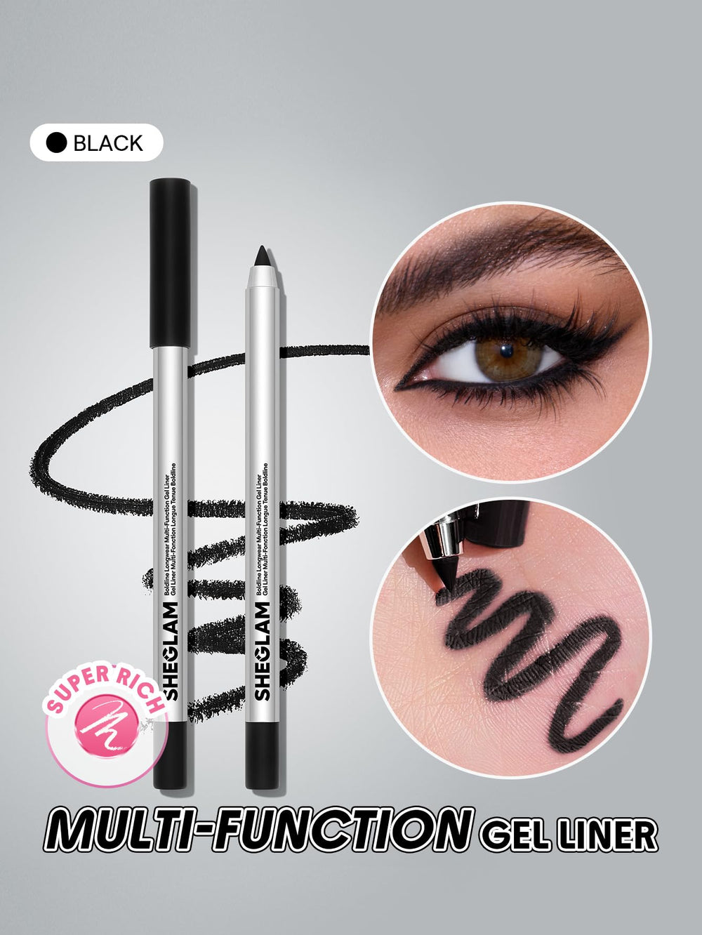 SHEGLAM Boldline pencil tip close-up highlighting precise sharpenable point
