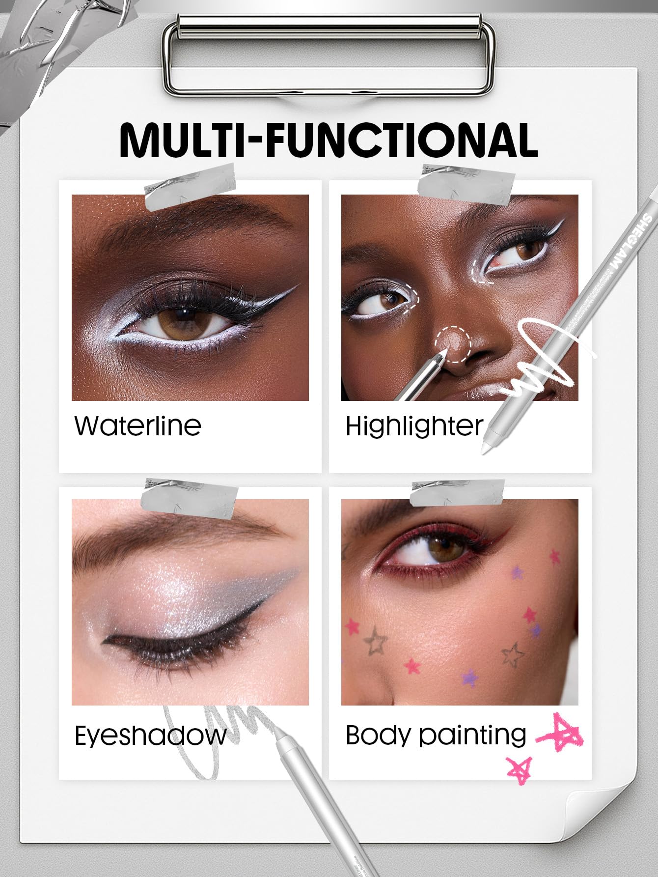SHEGLAM smudged smoky look showing blendable silver effect