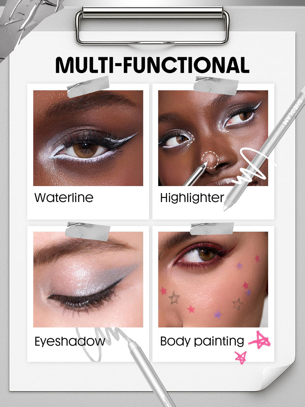 SHEGLAM smudged smoky look showing blendable silver effect