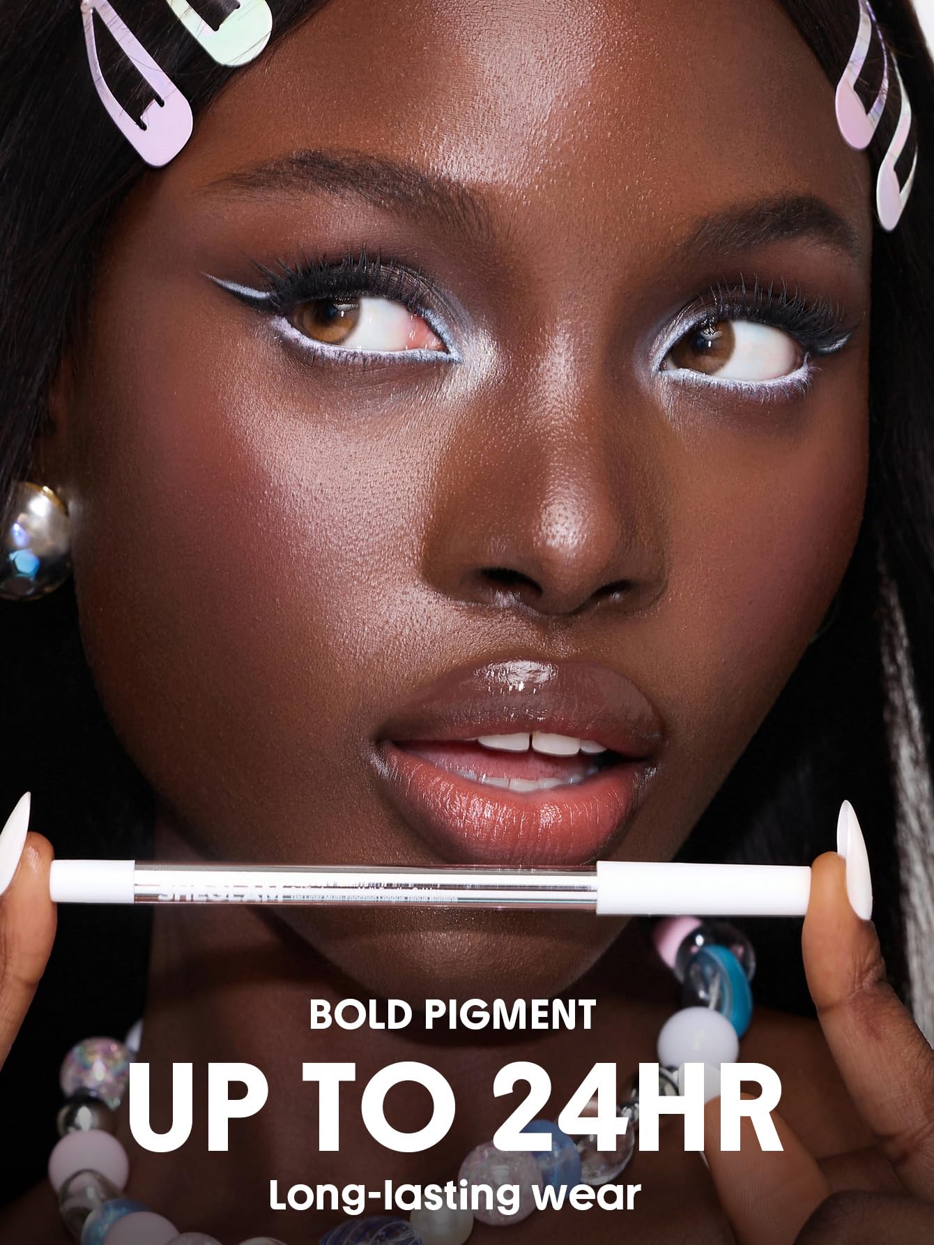 SHEGLAM white swatch on skin showing opaque pigment payoff benefit