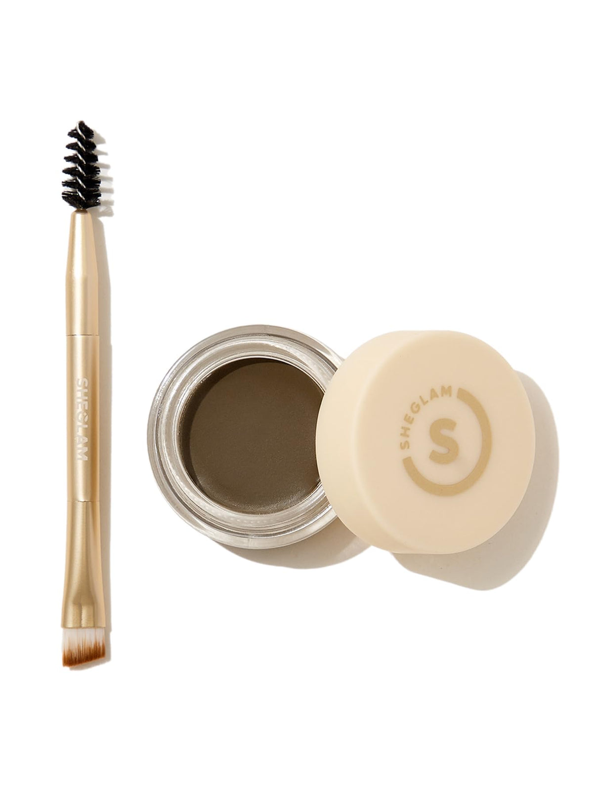 SHEGLAM Boss Brow front-facing jar showing label and compact design for easy carrying