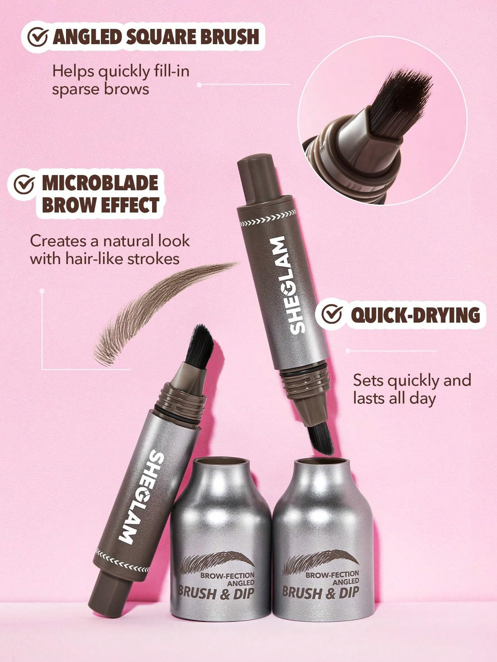 SHEGLAM bristles close-up highlighting fine edges for hair-like strokes