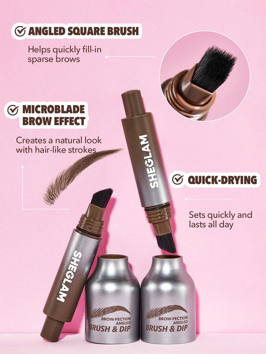 SHEGLAM angled square brush close-up, precise shaping and quick filling benefit