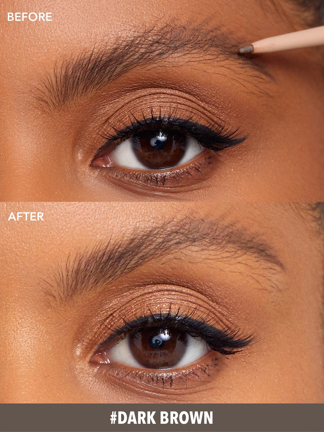 SHEGLAM pencil being used on model creating defined matte brows that resist smudging