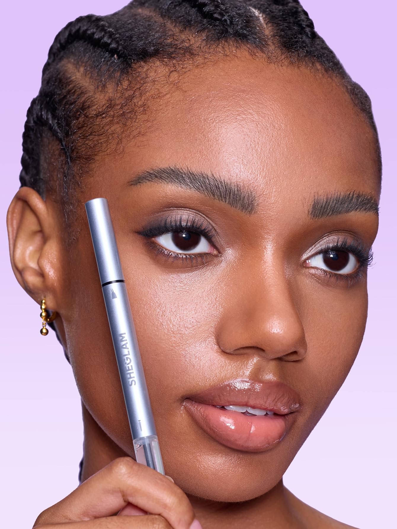SHEGLAM demo strokes on skin in Espresso showing realistic hair-like definition