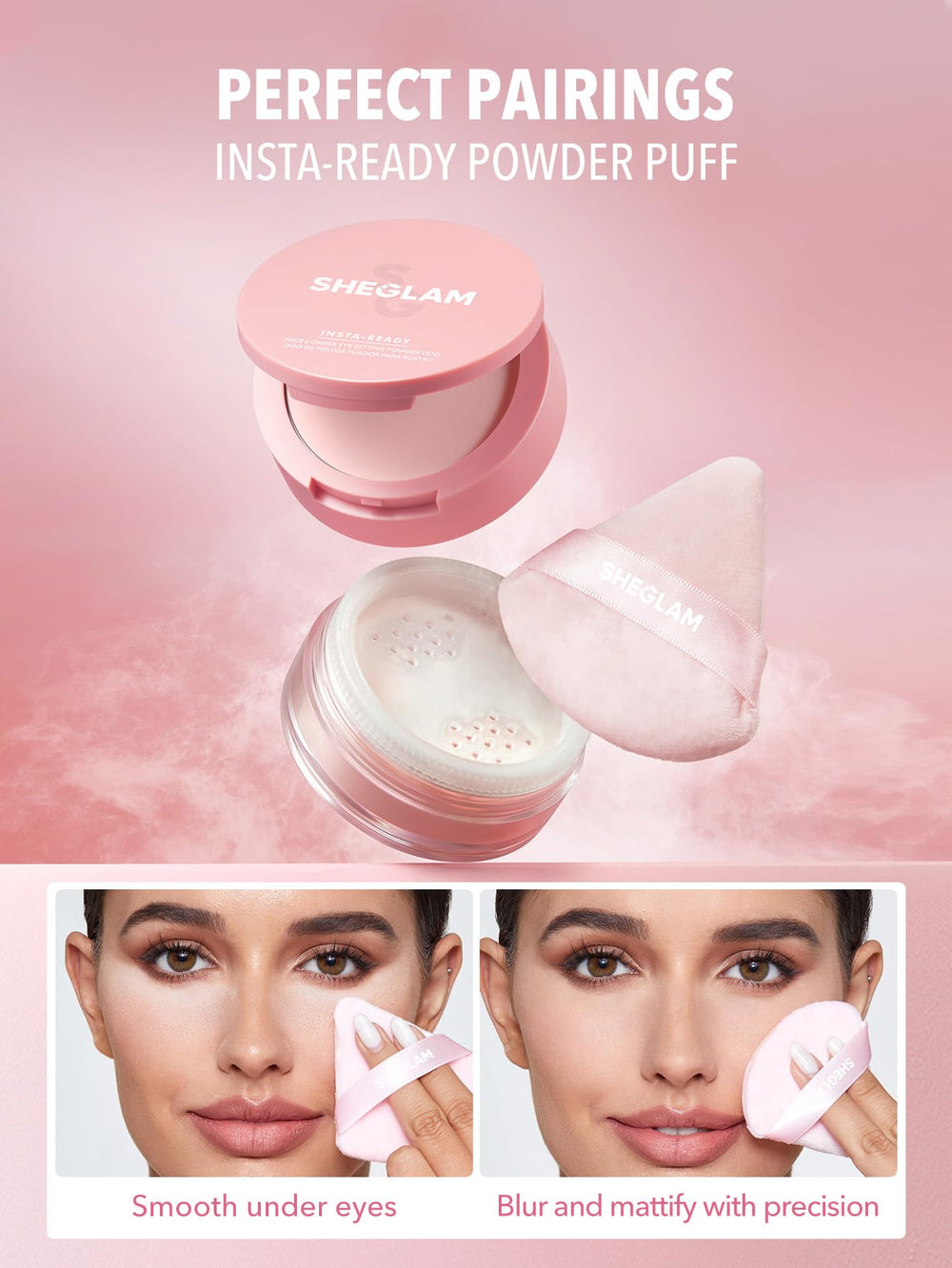 SHEGLAM powder next to a coin for scale to show portable, purse-friendly size