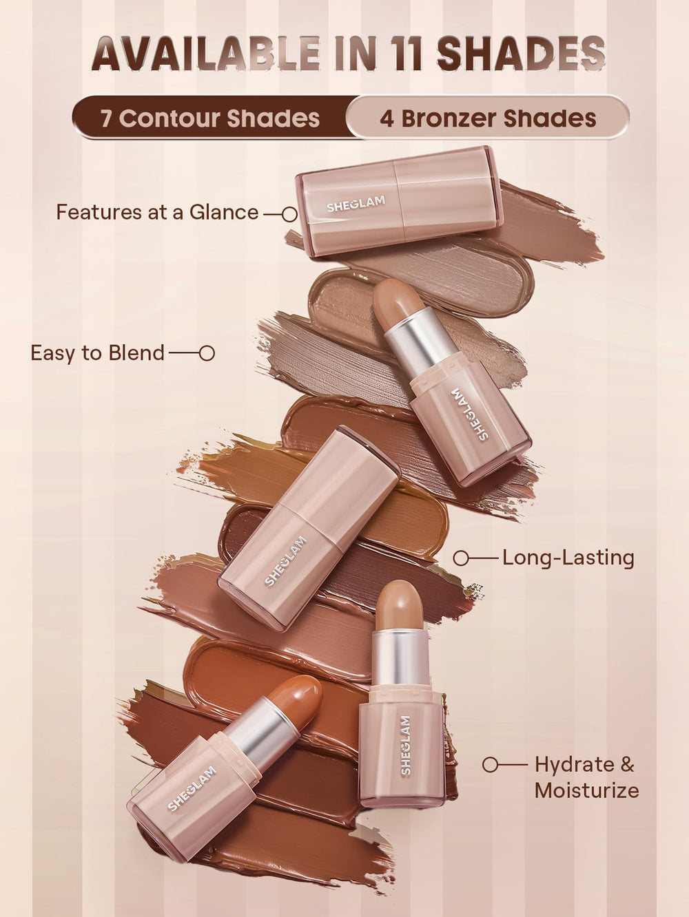 SHEGLAM creamy swatch texture of Hazelnut Latte showing blendable finish