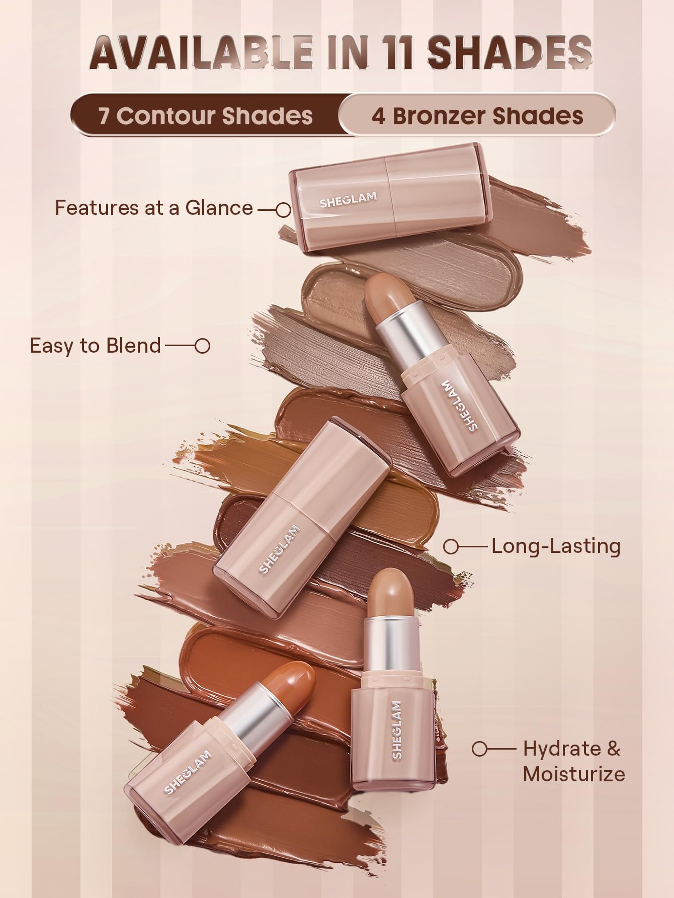 SHEGLAM clay shade swatch showing creamy texture for smooth blending benefit