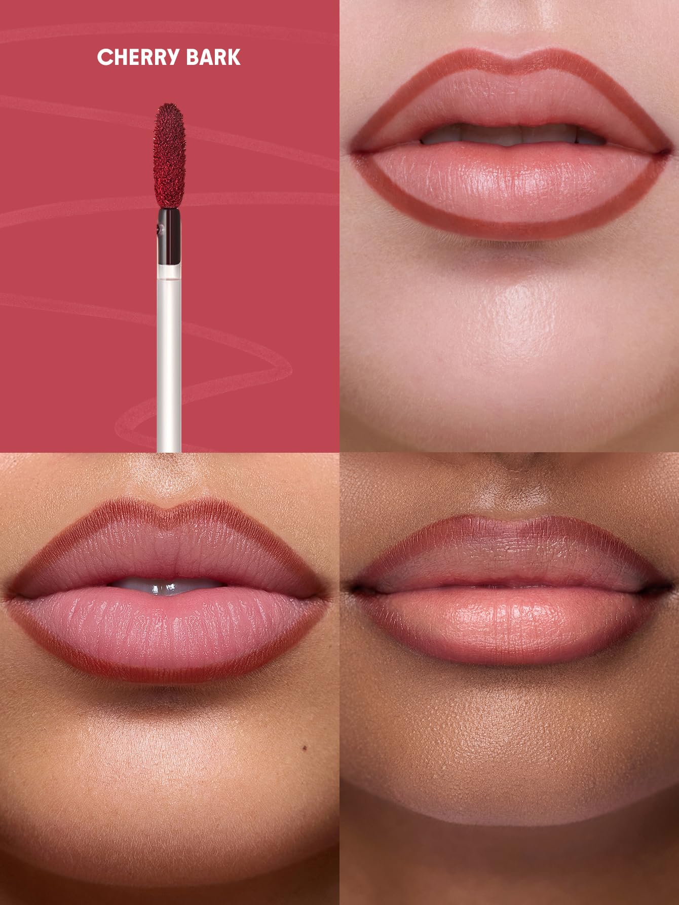 SHEGLAM Cherry Bark liquid texture pour showing smooth lightweight benefit