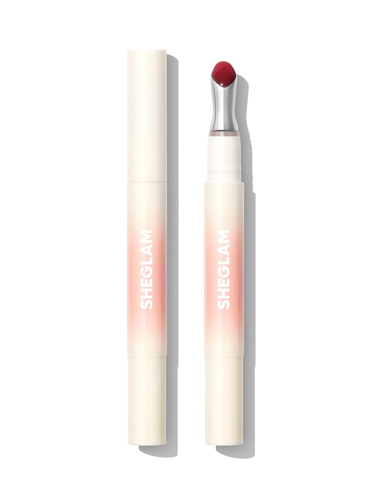 SHEGLAM front packaging showing cherry gleam shade and benefit