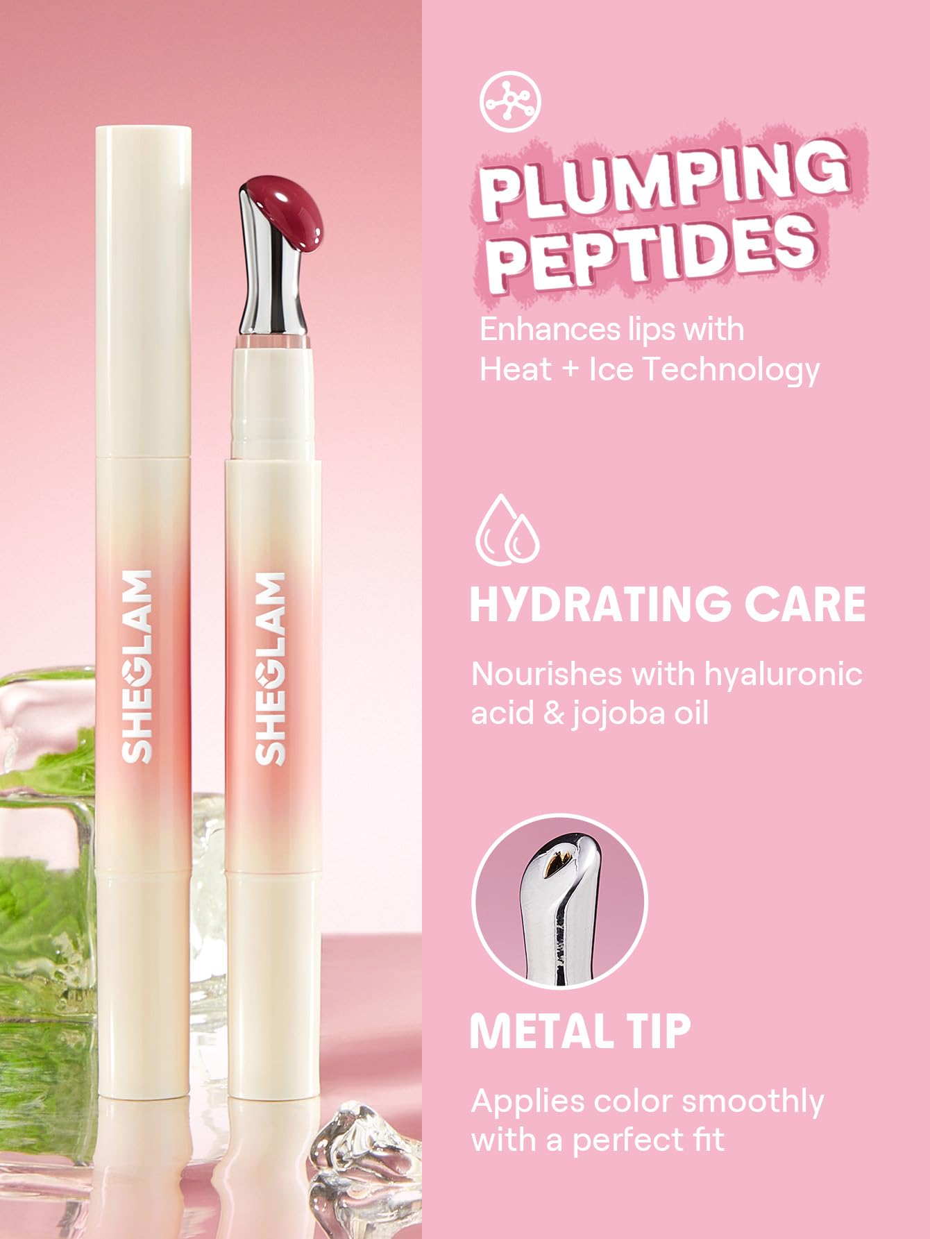 SHEGLAM metal-tip applicator close-up for precise smooth application