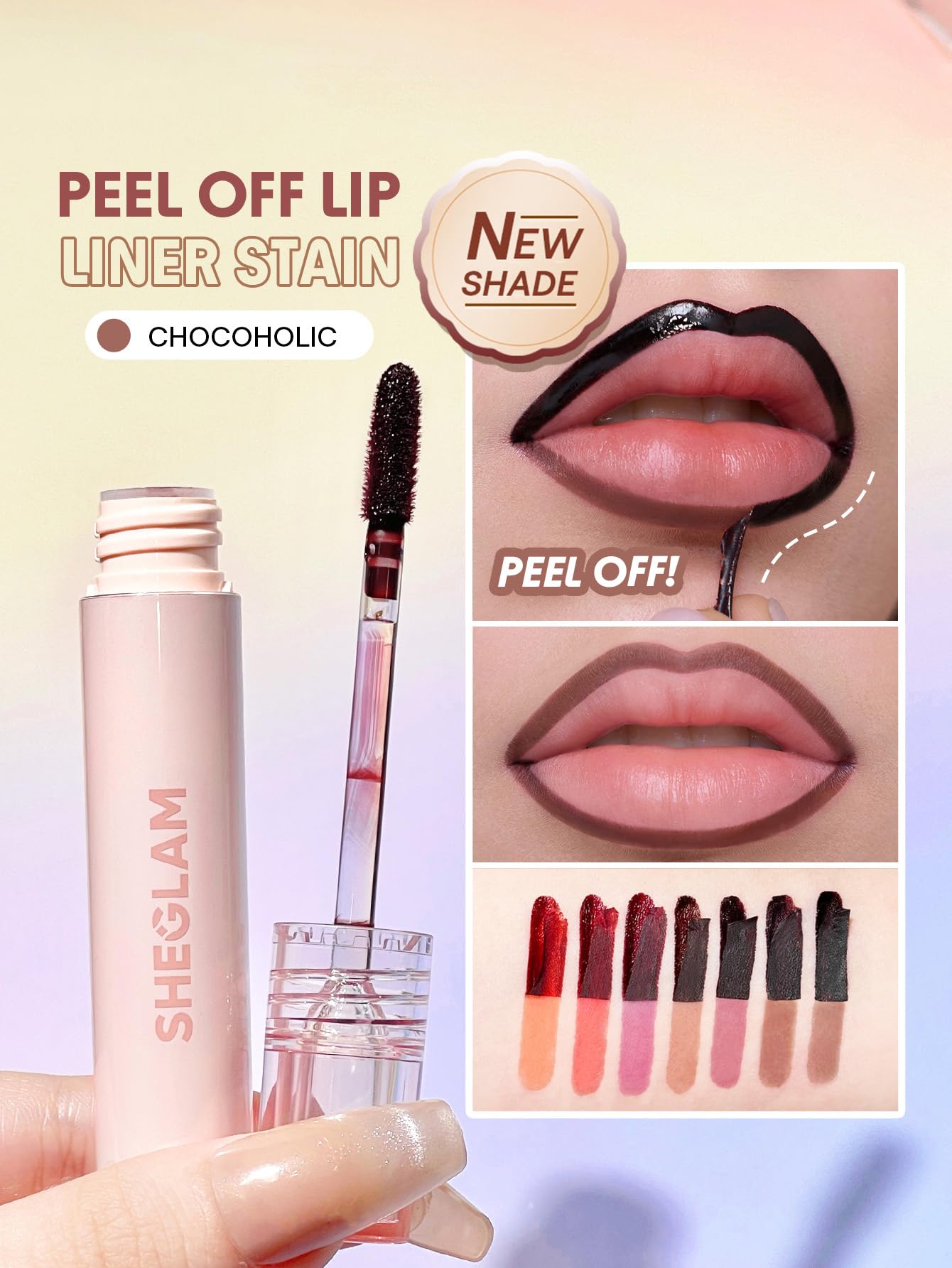 SHEGLAM Chocoholic applicator closeup demonstrating precise liner tip for accurate application