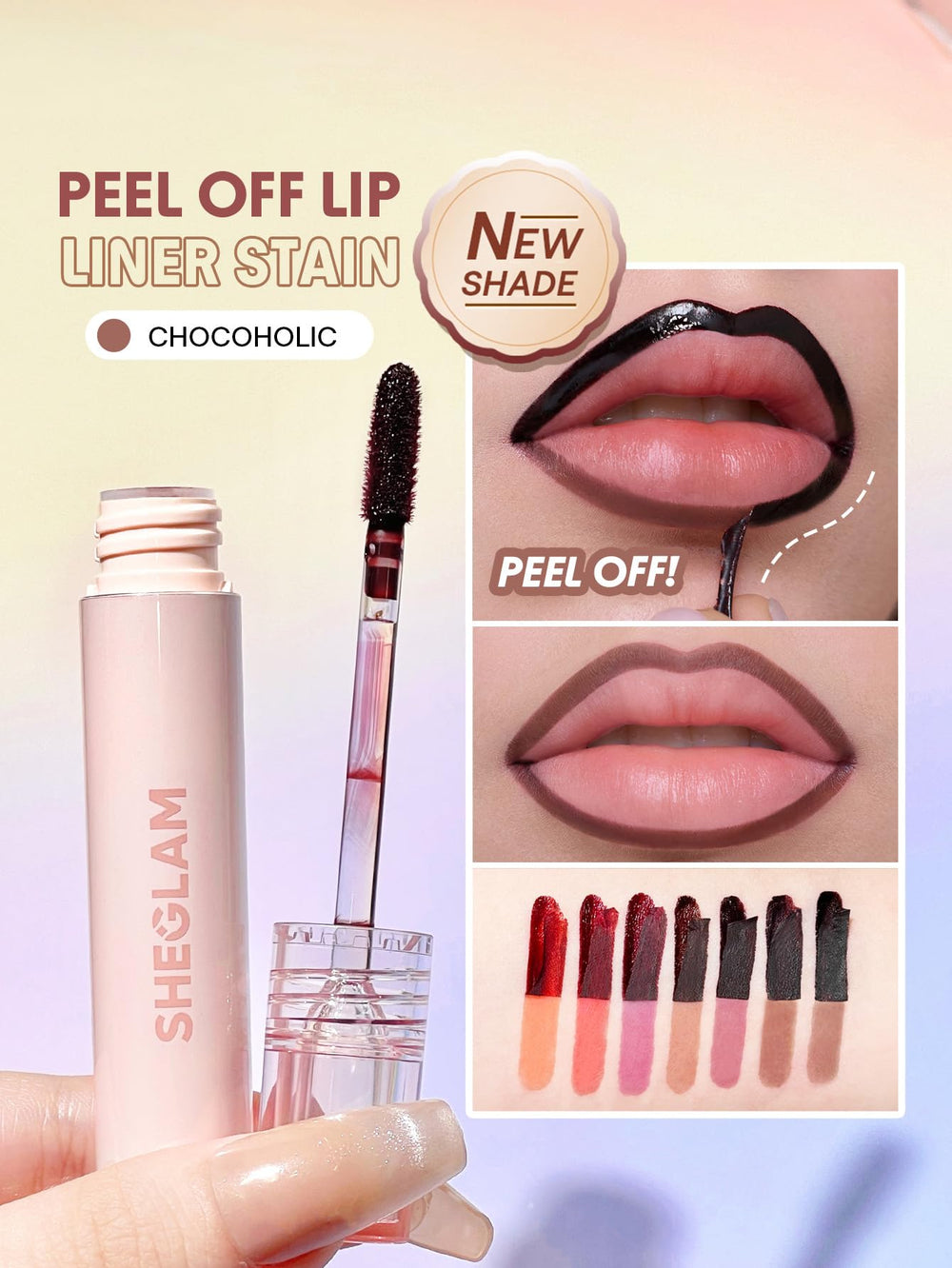 SHEGLAM Chocoholic applicator closeup demonstrating precise liner tip for accurate application