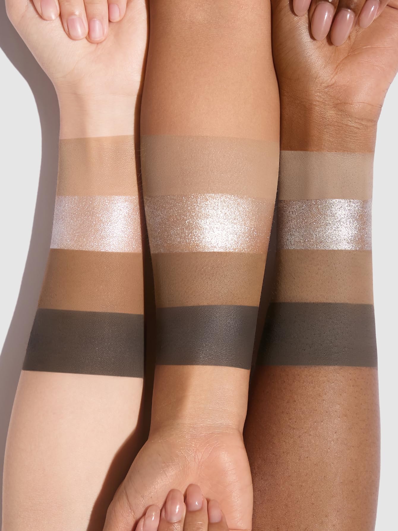 SHEGLAM Cloudy Sundae texture swatches on skin showing smooth blendable payoff