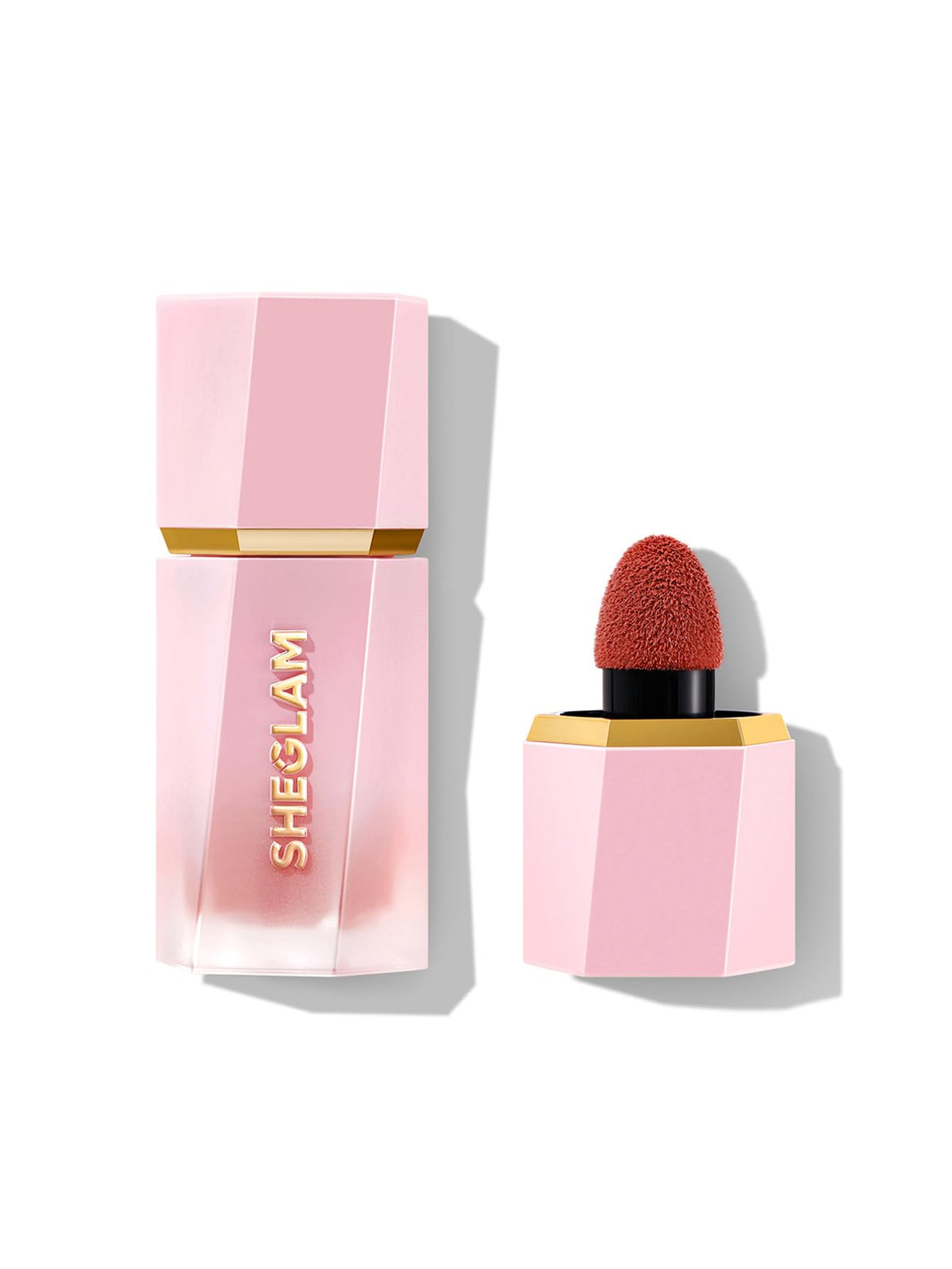 SHEGLAM front packaging showing shade Fine Carmine and benefits