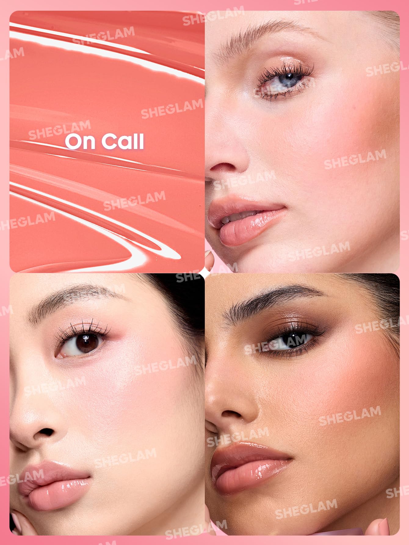 SHEGLAM liquid blush texture swatch showing blendable finish